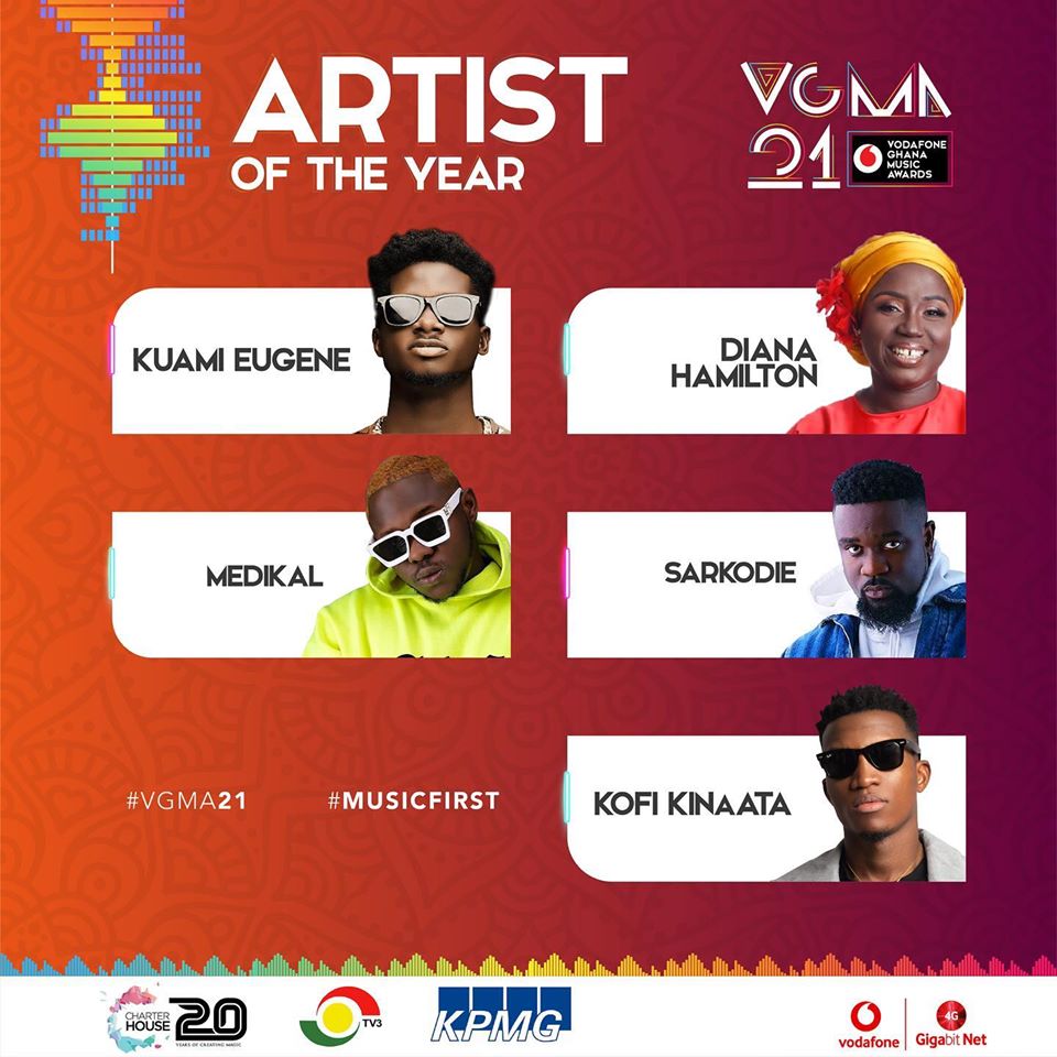 Nominees for Artiste of the year