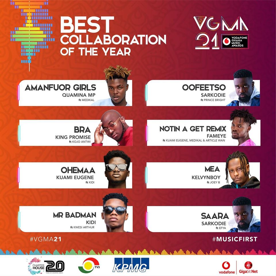 Nominees for Best Collaboration of the year.