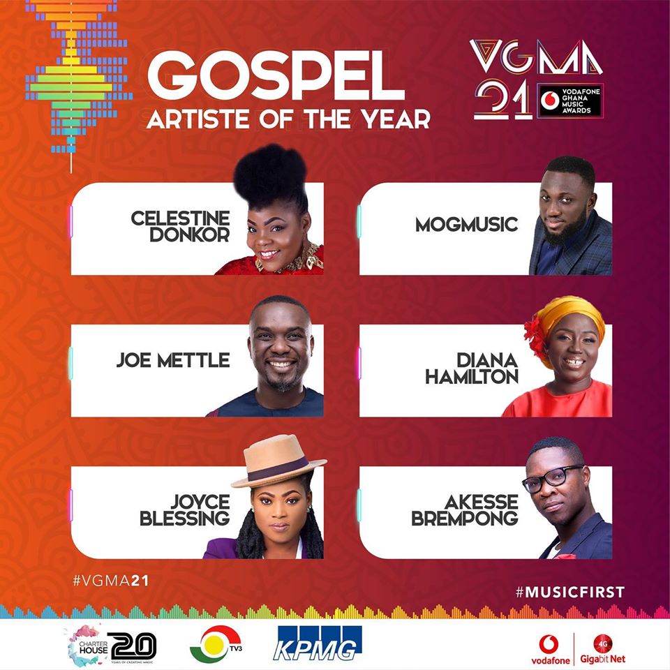 Nominees for Gospel Artiste of the year
