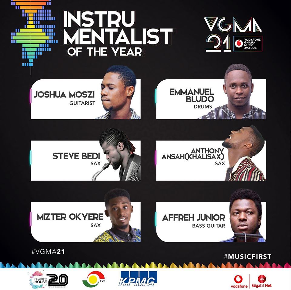 Nominees for Instrumentalist of the year.