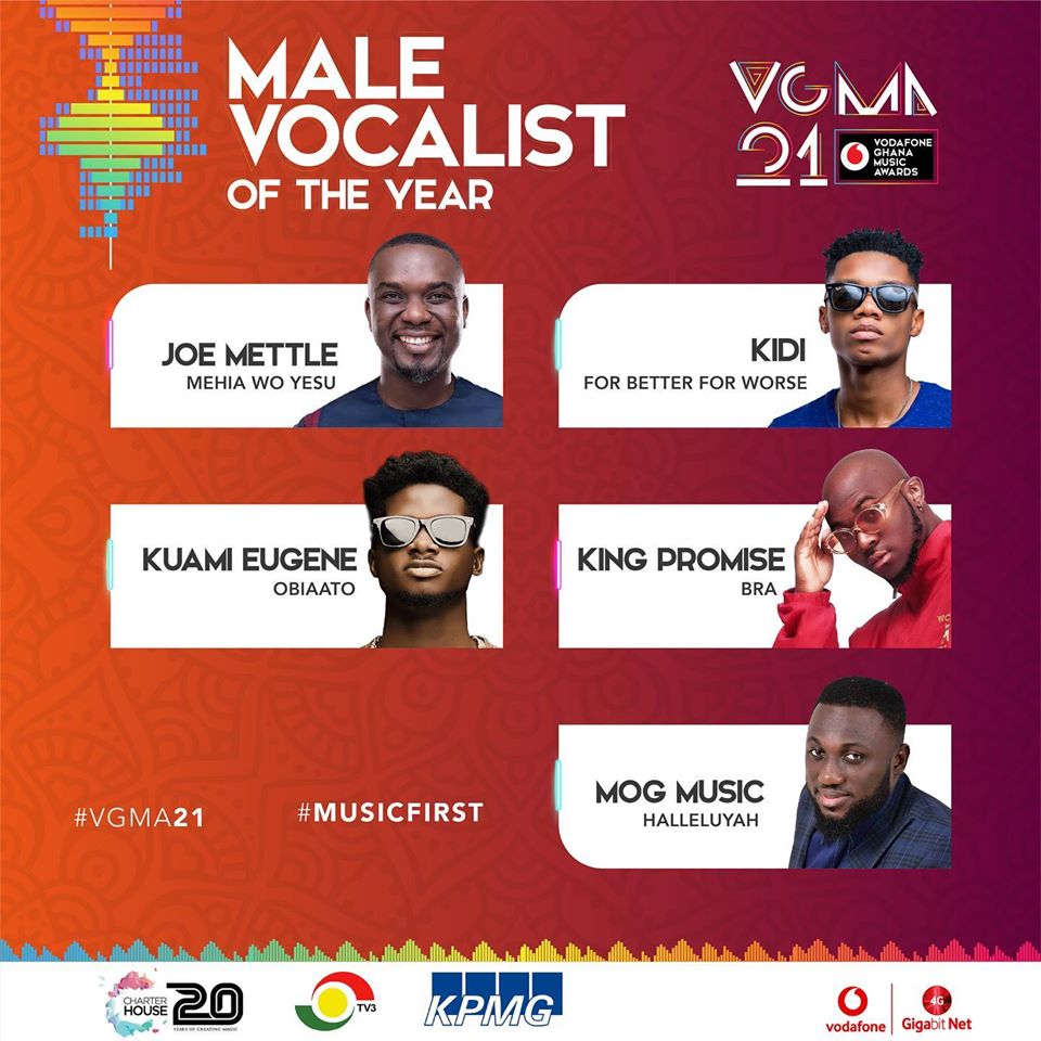 Nominees for Male Vocalist of the year