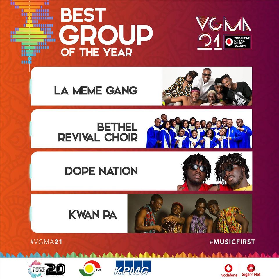Nominees for Best Group of the year.