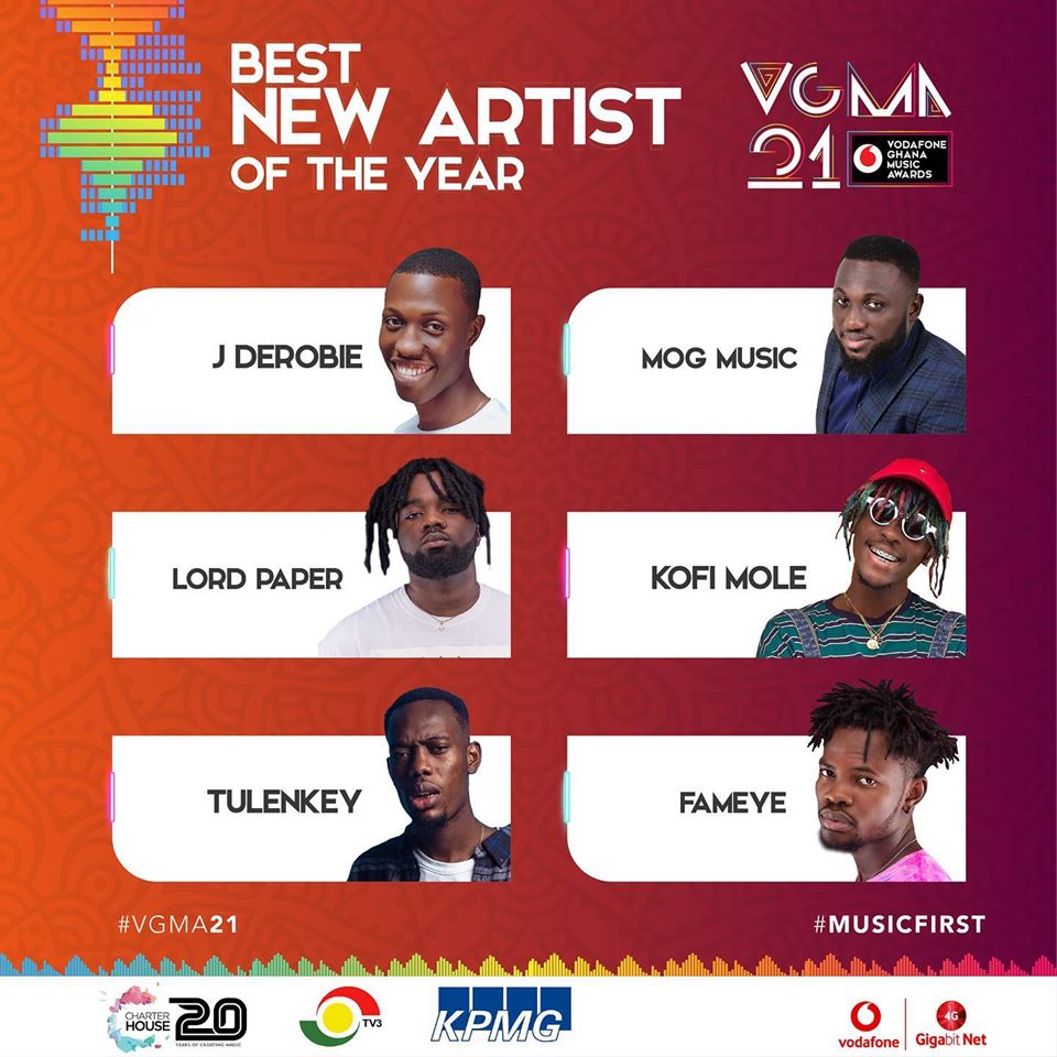 Nominees for Best New Artiste of the year